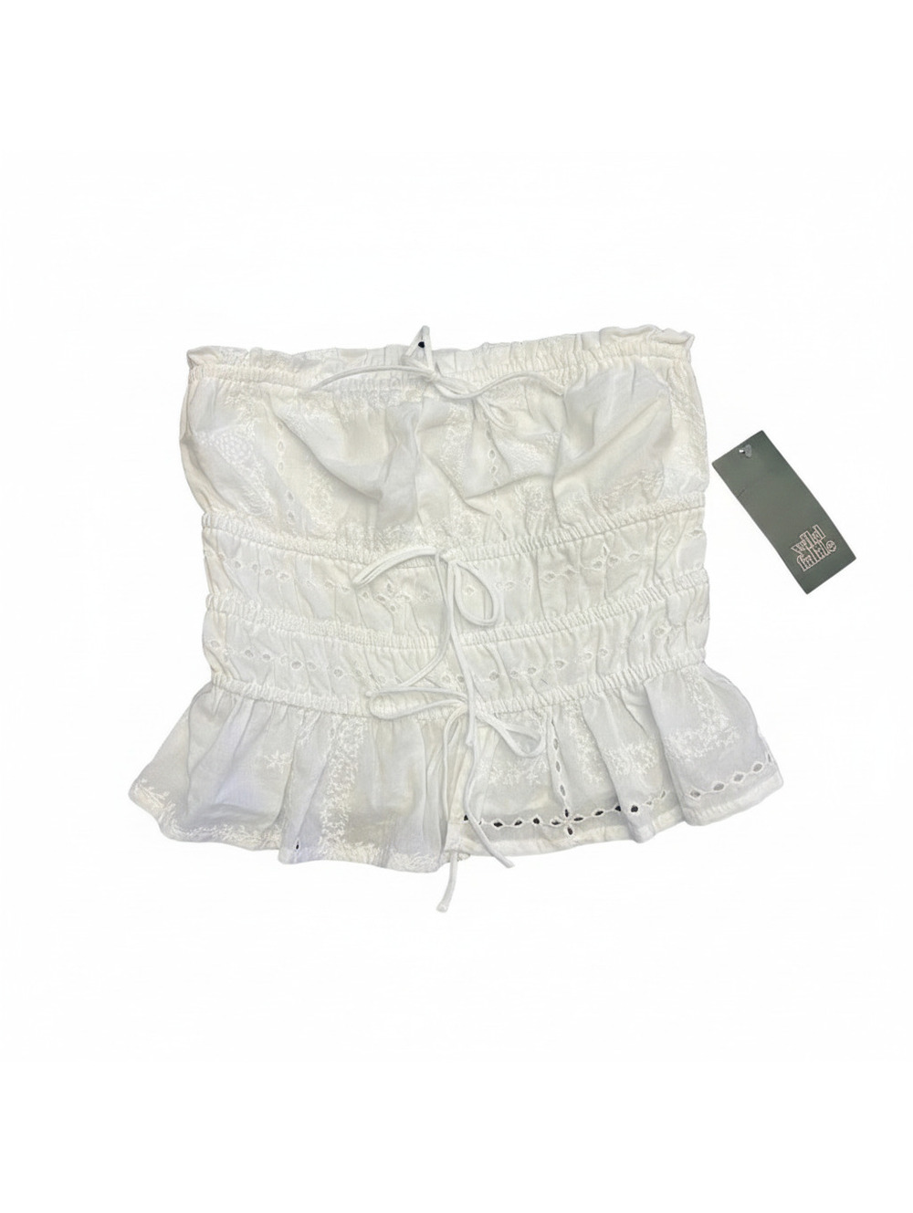 Wild Fable White Embroidered Ruffle Shorts XXS